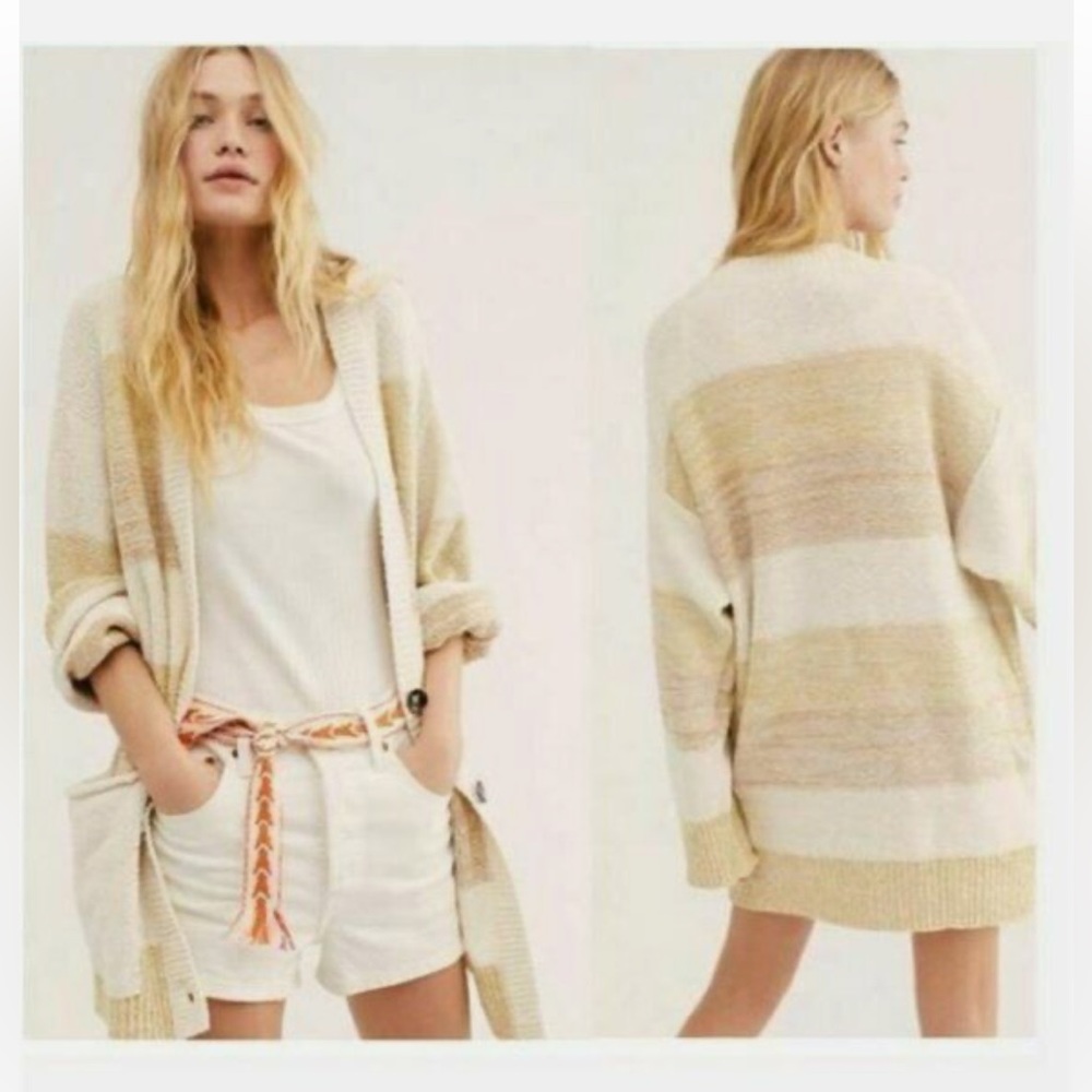 Free People Southport Beach Striped Cardigan